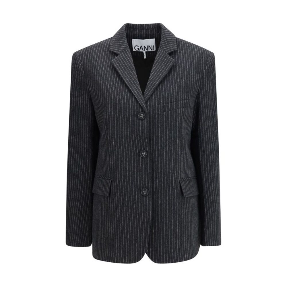 Ganni Women Pinstripe Wool Blazer